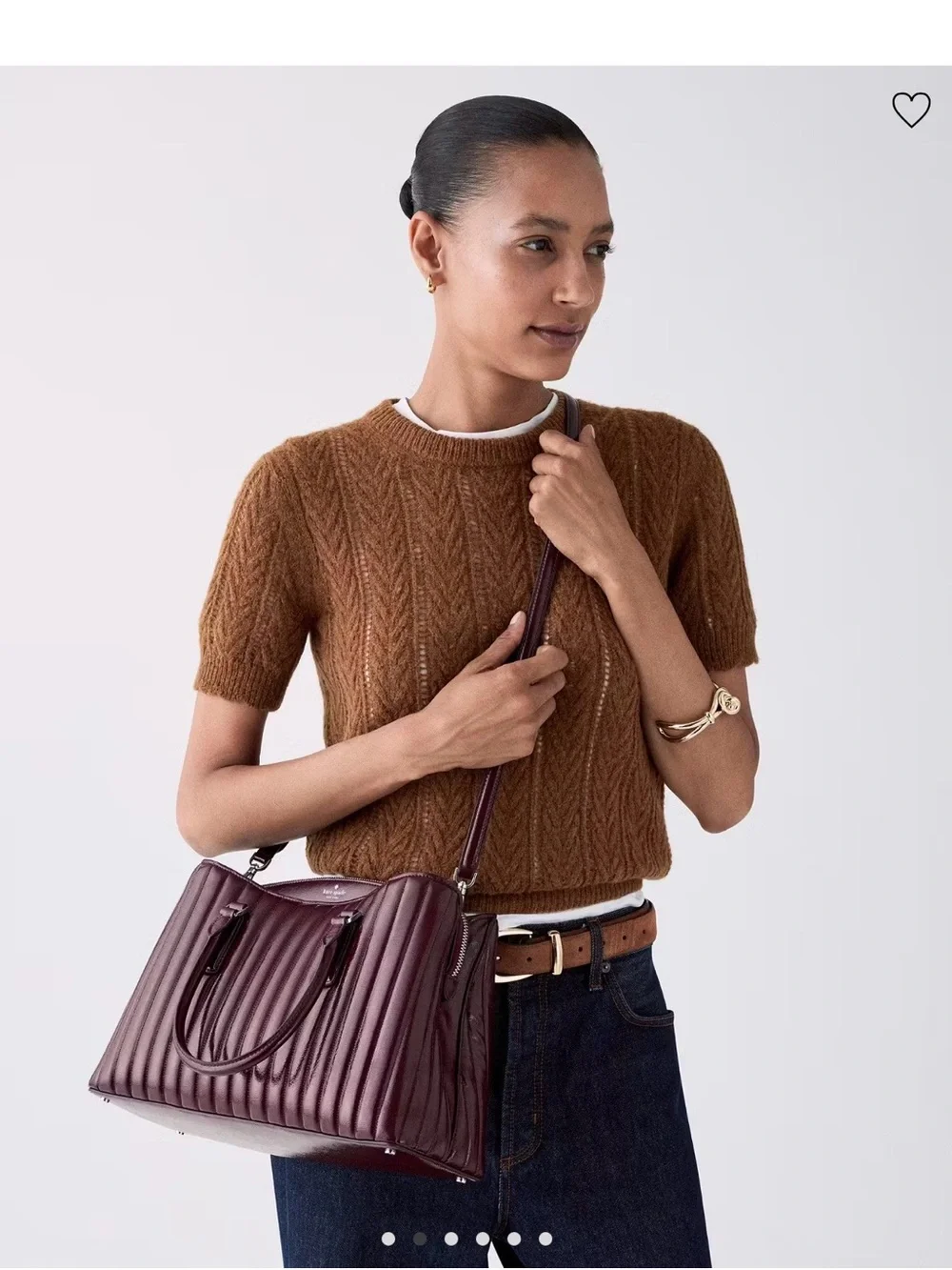 Kate Spade New York Thompson Street Shiny Quilted Satchel Bag Burgundy